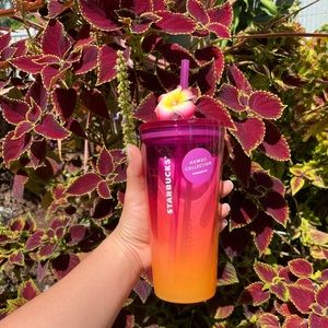 COPY - ☀️Starbucks Hawaii Sunset Magenta Orange Glass Cold Cup Tumbler